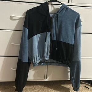 Blue and Black cropped jacket. Shein